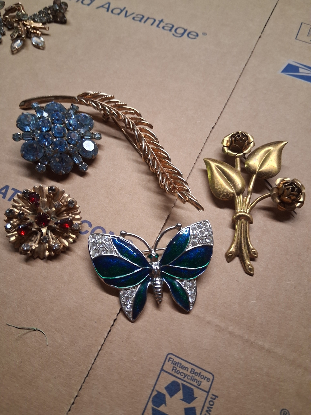 Gold & Blue Enamel Butterfly Brooch - Women's Jewelry